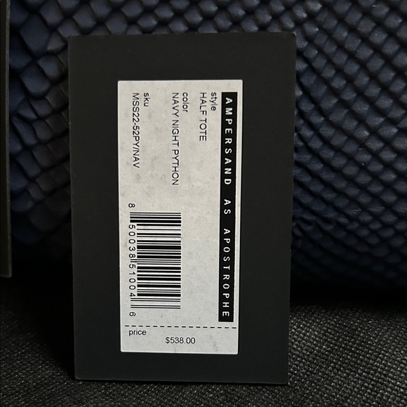 Ampersand As Apostrophe Half Tote Navy Night Python Textured Leather NWT - Picture 6 of 10